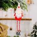 Gnomo di Natale appeso con cappello in feltro bianco, corpo rosso e gambe a strisce - Bambola a Gambe Pendenti Vecchio della Foresta Cappello Beige