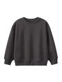 Kids minimalist dark grey crewneck fleece sweatshirt with ribbed cuffs and hem - 120cm / Dark Gray