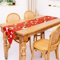 Runner da tavola natalizio con stampe floreali di stelle di Natale rosse su tessuto bianco - Stampa Totale Fiore Rosso