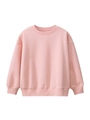 Pink fleece sweatshirt for kids featuring ribbed crewneck and soft thermal fabric - Pink