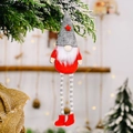 Gnomo di Natale da appendere con cappello a stella e lunghe gambe a righe su un pino - Bambola a Gambe Pendenti Vecchio della Foresta Cappello Grigio