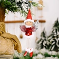 Christmas angel hanging ornament with red sequins, silver wings, and white fur trim - Red