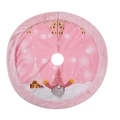 Falda de árbol de Navidad rosa con borde de felpa y motivos de gnomos y regalos dorados - Falda de Árbol Rosa Gnomo Masculino con Luces