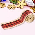 Red and black buffalo plaid burlap Christmas ribbon roll for festive decoration - 5.6 Meters / Red Black