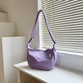 Minimalist light purple crescent crossbody bag with adjustable strap and cute charm - Purple