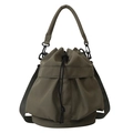 Legergroene nylon bucket bag met trekkoord en een verstelbare schouderriem - Groen
