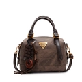 Vintage brown leather shoulder bag with chocolate pendant and golden triangle logo - No Pendant / Brown