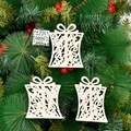 Pendaglio albero di Natale scatola regalo bianca glitterata con fiocco e trafori - Stile Scatola Regalo Bianca