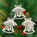 Set di 3 campanelle bianche traforate con fiocchi e cordini argentati per albero di Natale - Stile Campana Cava Bianca