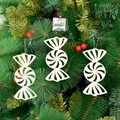 Set di tre addobbi natalizi a forma di bastoncino di zucchero bianco glitterato per albero - Stile Caramella Bianca