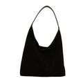 Minimalist black suede hobo shoulder bag with large capacity and sleek minimalist design - Black