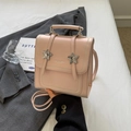 Pink PU leather convertible backpack with silver star buckles and top handle - Without Pendant / Pink