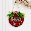 Targa per porta di Natale a quadri rossi e neri con scritta XMAS in glitter argento - Modello XMAS Glitter a Quadri