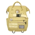 Sac à dos d'école jaune clair en nylon avec graphique pain et écusson fromage - Jaune