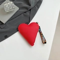 Red heart-shaped purse with litchi texture and LOVE letter strap for winter 2024 - Red