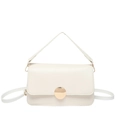 Sac baguette minimaliste en cuir PU blanc avec une boucle ronde en métal doré - Blanc