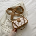 Schicke Stepptasche in Braun und Weiß mit verstellbarem Canvas-Schultergurt für Damen - Khaki