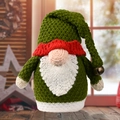 Gnomo natalizio in maglia verde con cappello rosso a sonagli e decorazione barba bianca - Rudolph Natalizio a Maglia Verde