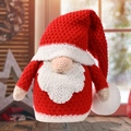 Gnomo di Natale a maglia rosso e bianco con cappello lungo a pompon decoro - Rudolph Natalizio a Maglia Rosso