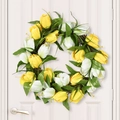 Artificial yellow and white tulip wreath for front door hanging decoration - Yellow Tulip Wreath