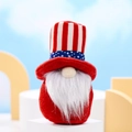 Patriotic gnome plush with American flag hat, red body, and long white beard decor - Beard Style