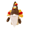 Handgemaakte Thanksgiving kalkoen kabouter van pluche met bruin fleece en gekleurde veren - Kalkoen Rudolph