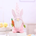 Gnomo de Pascua de peluche rosa con orejas de conejo y zanahoria para decoración - Estilo Rosa (Adorno de Conejo Rosa con Zanahoria)