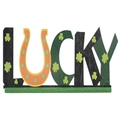 Ξύλινο διακοσμητικό LUCKY για την Ημέρα του Αγίου Πατρικίου με πέταλα και τριφύλλια - Ξύλινο Στολίδι Για Την Ημέρα Του Αγίου Πατρικίου Στυλ D