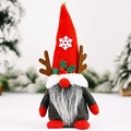 Gnome de Noël avec bois de renne rouges, bonnet à flocons et longue barbe blanche - Mâle (Barbe)