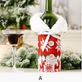 Christmas wine bottle cover style A with knitted reindeer snowflake patterns and fur collar - Knitted Button Reindeer Red Style (Style A)