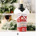 Red Christmas wine bottle sweater with snowflake pattern, faux fur collar and wooden buttons - Knitted Button Snowflake Grey Style (Style B)