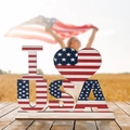 Décoration patriotique I Love USA en bois avec drapeau américain pour le 4 juillet - Ornement en Bois Jour de l'Indépendance USA
