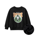 Sweat-shirt enfant noir en polaire avec imprimé rétro et doublure intérieure chaude - Noir / 120cm