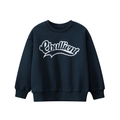 Navy blue long sleeve crewneck sweatshirt for kids with white Ebullient print detail - 120cm / Royal Blue