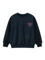 Dark blue oversized fleece sweatshirt for kids with vintage letter print on the chest - 120 / Royal Blue