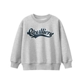 Kids grey crewneck sweatshirt with blue Ebullient graphic print and ribbed cuffs - 120cm / Heather Grey