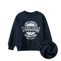 Felpa blu navy per bambini in pile con stampa vintage e polsini a costine - 120cm / Blu Reale (DT2135)