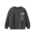 Sweat-shirt gris foncé à col rond avec graphismes colorés et coupe décontractée - 120cm / gris foncé
