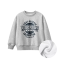 Felpa grigia per bambini con stampa vintage e calda fodera in pile spessa interna - 120cm / Grigio Melange (DT2135)