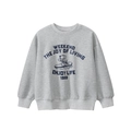 Felpa grigia per bambini con stampa di cane a cartoni blu scuro e polsini a coste - 120cm / Grigio Melange