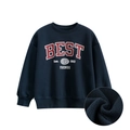 Kids navy blue fleece sweatshirt featuring red BEST letter print and warm inner lining - 120 / Royal Blue