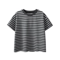 T-shirt a maniche corte per bambini con classiche strisce orizzontali grigie e bianche - 120 / Grigio Scuro e Bianco