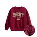 Dark red kids fleece sweatshirt with 'BEST' print and warm inner lining detail - 120 / Wine Red