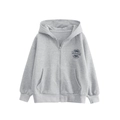 Classic heather gray zip-up hoodie for kids with vintage chest print and cozy hood - 120 / Tops / Mixed Grey
