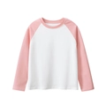 Langärmliges Raglan-T-Shirt für Kinder in Weiß und Hellrosa aus weichem Baumwollstoff - 120cm / Naturweiß/Rosa