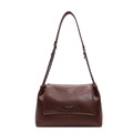 Borsa tote in pelle marrone con tracolla a catena e placca logo argentata - Marrone