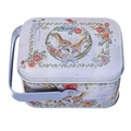 Purple Easter bunny tin gift box with handle and decorative floral egg patterns - Purple Easter Greeting Style (Style B)