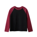 Langärmliges Raglan-T-Shirt für Kinder in Schwarz mit burgunderroten Ärmeln - 120cm / Schwarz/Kastanienbraun