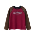 T-shirt à manches raglan pour enfants bordeaux et marron avec imprimé Leisure - 120 / Rouge Foncé/Café