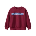 Kids' crewneck fleece sweatshirt in burgundy featuring blue Interesting graphic print - Burgundy / 120cm